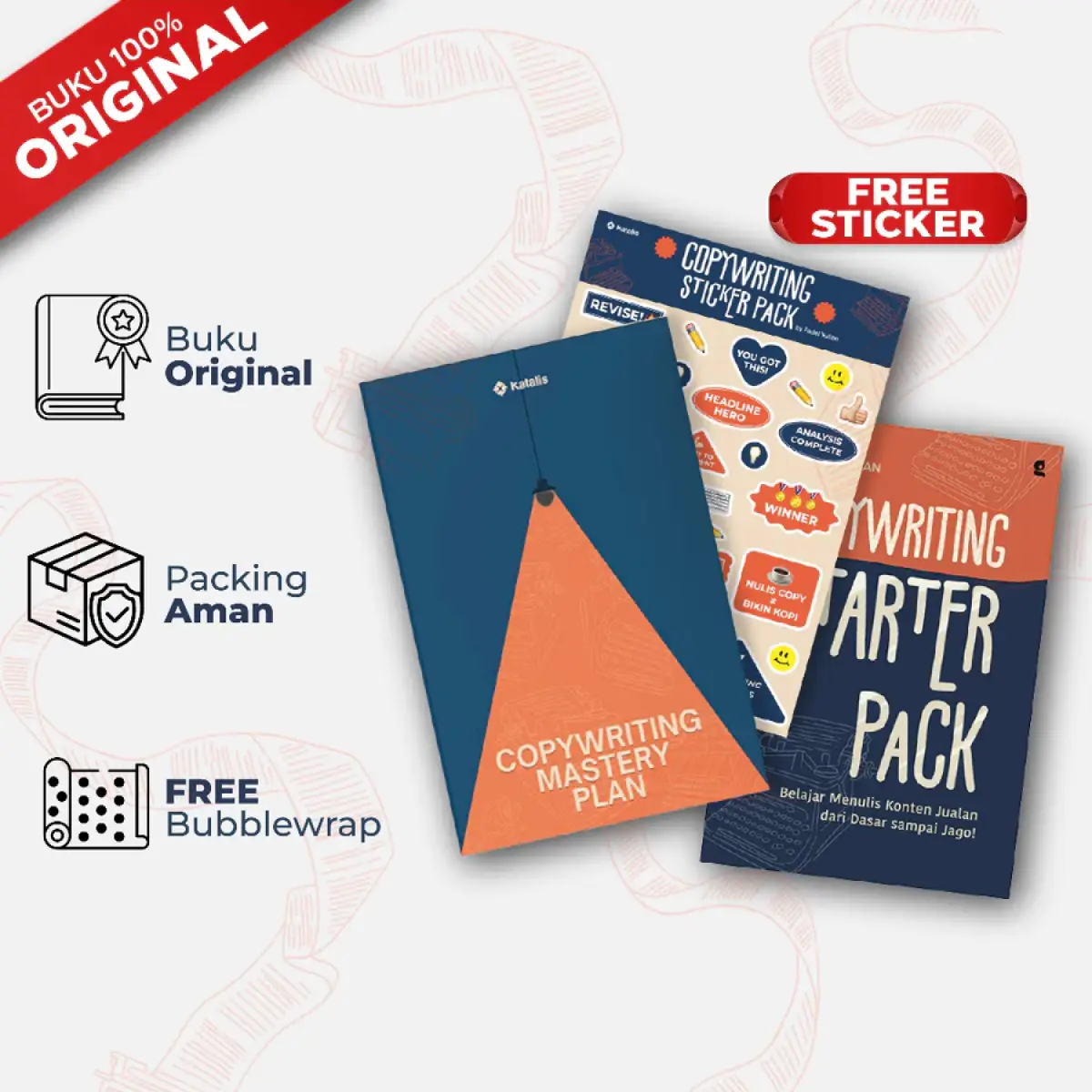 Cover Produk Bundling - Copywriting Starter Pack, Copywriting Mastery Plan dan Bonus Sticker.